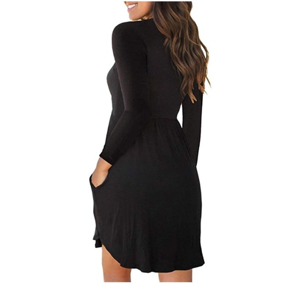 🆕 Black Swing Dress with Pockets - Picture 2 of 6